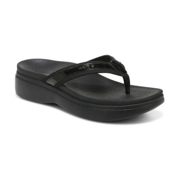 Vionic High Tide Black Patent Leather Platform Sandal Women’s Size 6.5 New - Picture 1 of 9
